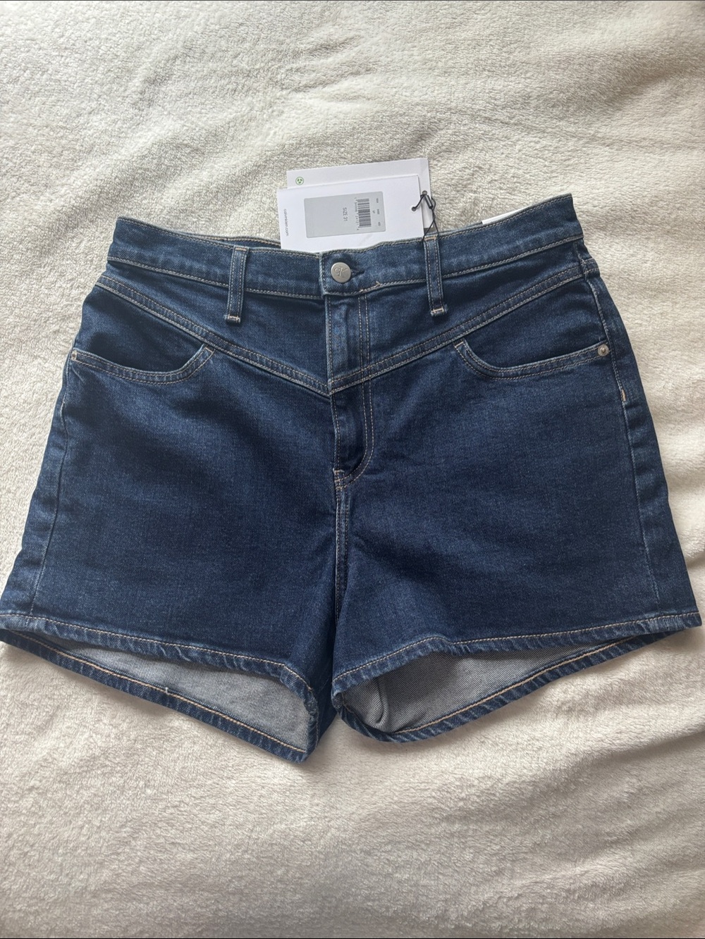 Calvin Klein Dark Blue Indigo High-Rise Denim Shorts